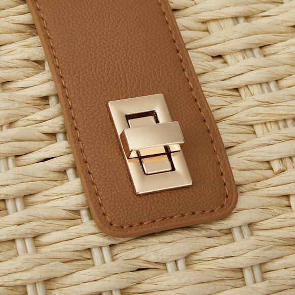 Straw Woven Beach Bag Dumpling Shape Crossbody Shoulder Purse for Women - Picture 5 of 7